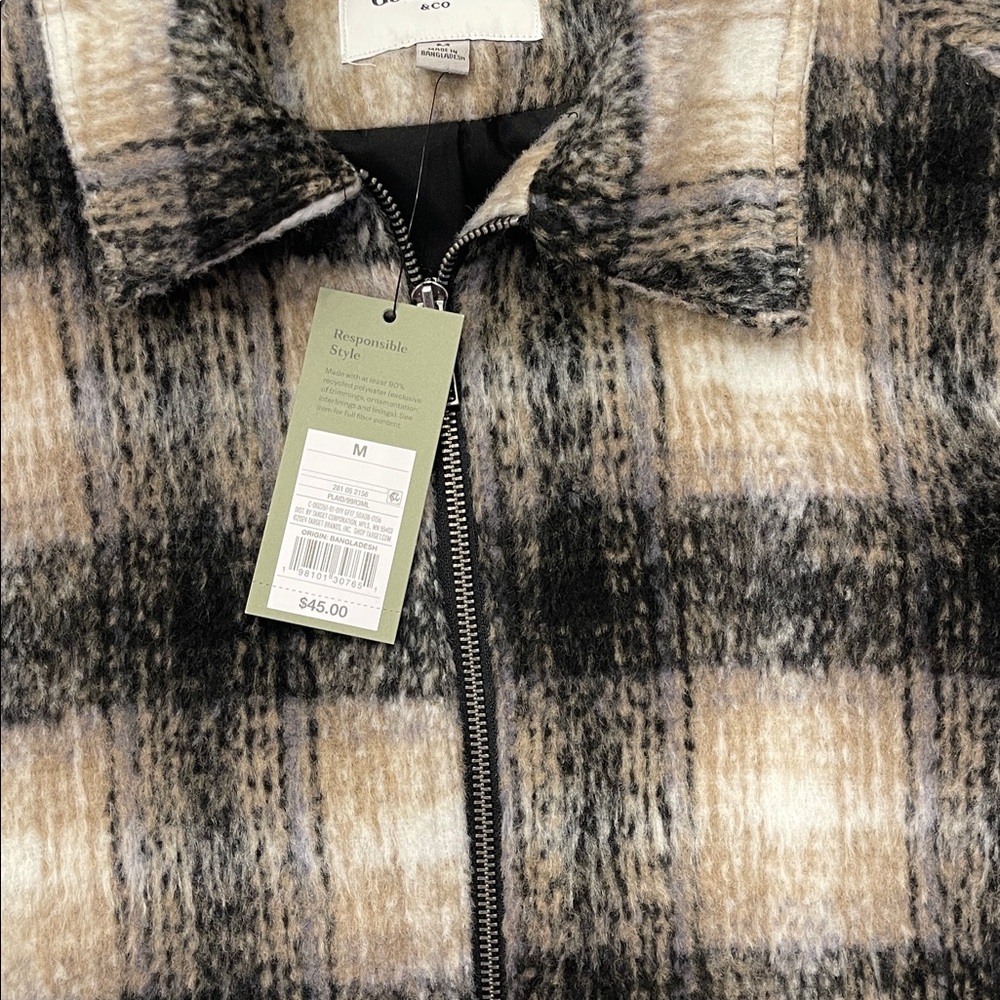 Goodfellow & Co Men’s Plaid Puffer Jacket - Black and Brown - Picture 4 of 5